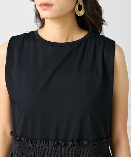 INED(イネド)の「【UVカット】【接触冷感】ORGANIC FIELDプレーティング コンビワンピース(ワンピース・レディース・ブラック/ベージュ・9号/7号)」の11枚目の写真