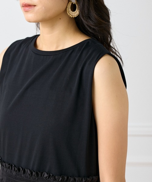 INED(イネド)の「【UVカット】【接触冷感】ORGANIC FIELDプレーティング コンビワンピース(ワンピース・レディース・ブラック/ベージュ・9号/7号)」の12枚目の写真