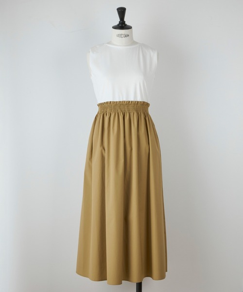 INED(イネド)の「【UVカット】【接触冷感】ORGANIC FIELDプレーティング コンビワンピース(ワンピース・レディース・ブラック/ベージュ・9号/7号)」の7枚目の写真