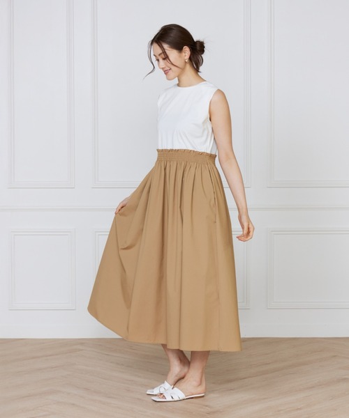 INED(イネド)の「【UVカット】【接触冷感】ORGANIC FIELDプレーティング コンビワンピース(ワンピース・レディース・ブラック/ベージュ・9号/7号)」の4枚目の写真