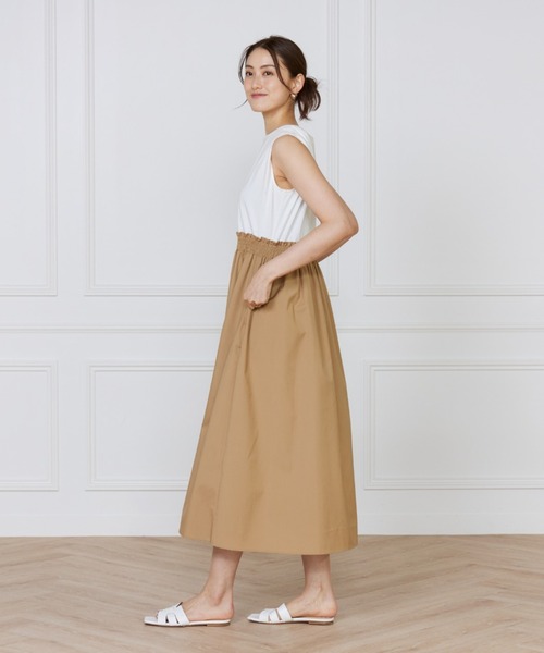 INED(イネド)の「【UVカット】【接触冷感】ORGANIC FIELDプレーティング コンビワンピース(ワンピース・レディース・ブラック/ベージュ・9号/7号)」の5枚目の写真