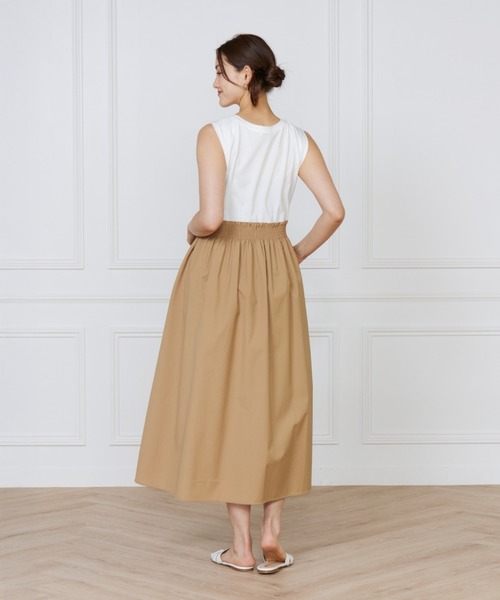 INED(イネド)の「【UVカット】【接触冷感】ORGANIC FIELDプレーティング コンビワンピース(ワンピース・レディース・ブラック/ベージュ・9号/7号)」の6枚目の写真