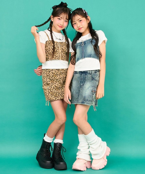 ANAP GiRL(アナップガール)の「サイド ポケット デザイン スカパン【キッズお揃い】(スカート・キッズ・ベージュ/ブルー・XS/S/M)」の5枚目の写真