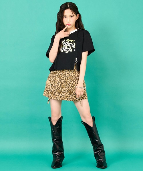 ANAP GiRL(アナップガール)の「サイド ポケット デザイン スカパン【キッズお揃い】(スカート・キッズ・ベージュ/ブルー・XS/S/M)」の9枚目の写真