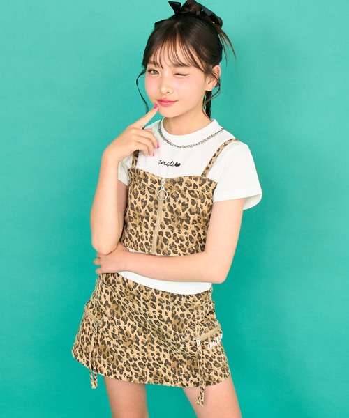 ANAP GiRL(アナップガール)の「サイド ポケット デザイン スカパン【キッズお揃い】(スカート・キッズ・ベージュ/ブルー・XS/S/M)」の14枚目の写真