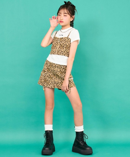 ANAP GiRL(アナップガール)の「サイド ポケット デザイン スカパン【キッズお揃い】(スカート・キッズ・ベージュ/ブルー・XS/S/M)」の16枚目の写真