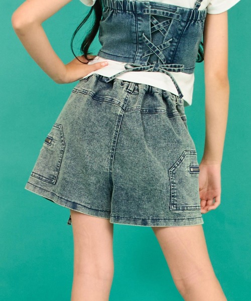 ANAP GiRL(アナップガール)の「サイド ポケット デザイン スカパン【キッズお揃い】(スカート・キッズ・ベージュ/ブルー・XS/S/M)」の18枚目の写真