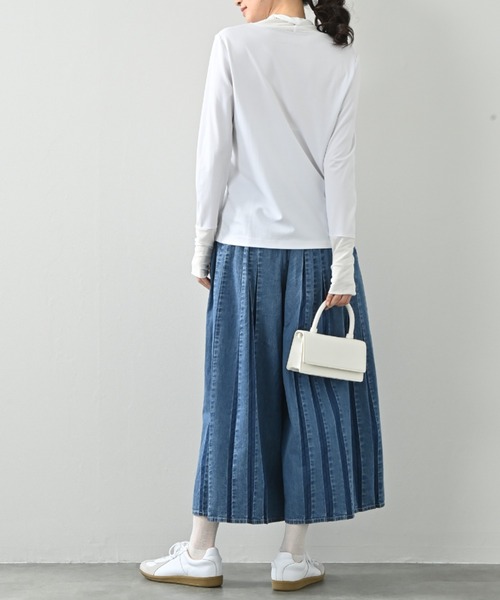 aunt lily(アントリリー)の「ソフトチュールコンビデザインハイネックプルオーバー|チュール 切替 ハイネック 透け感 大人フェミニン(Tシャツ/カットソー・レディース・ブラック/ホワイト・L/LL/S/M/3L)」の8枚目の写真