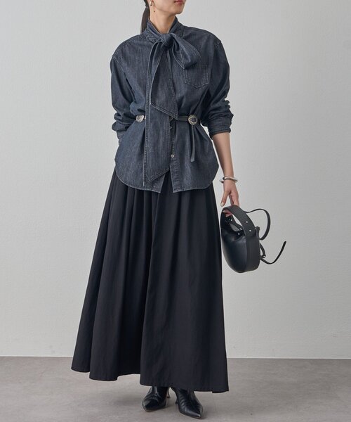 新品未使用　ハグオーワー デニムボウタイブラウス　ブラック 20周年限定】デニムボウタイブラウス（シャツ/ブラウス）｜LOUNGEDRESS