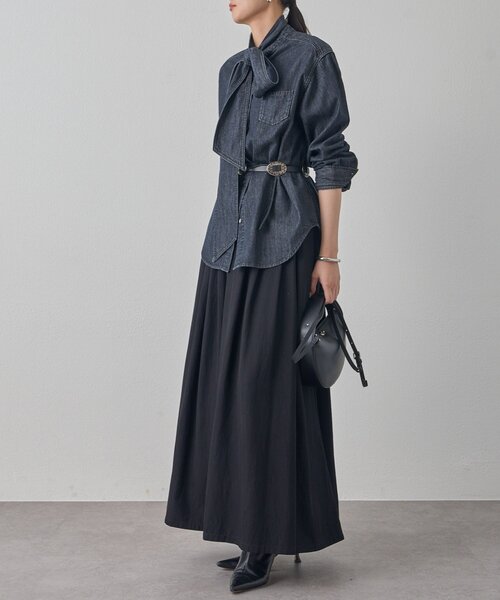 新品未使用　ハグオーワー デニムボウタイブラウス　ブラック 新品未使用 ハグオーワー デニムボウタイブラウス ブラック - メルカリ