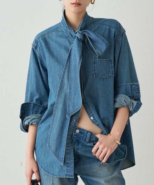 Rirandture デニムボウタイブラウス Rirandture デニムボウタイブラウス リランドチュール Rirandture