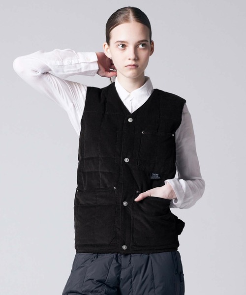 kolor ダウンベスト　コーデュロイ TAION(タイオン)】〈ユニセックス〉ワーク Vネックボタン コーデュロイ