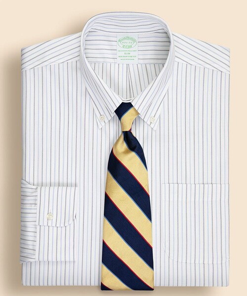 BROOKS BROTHERS(ブルックスブラザーズ)の「ストレッチコットン ロイヤルオックスフォード オルタネイトストライプ ドレスシャツ Slim Fit(ビジネスシャツ・メンズ・ブルー/ネイビー・14 1/2-31/15-31/15 1/2-31/15 1/2-32/15 1/2-33/16-32/16-33/17-32/17-33/15-32/16-31/16 1/2-32/16 1/2-33/14 1/2-32)」の2枚目の写真