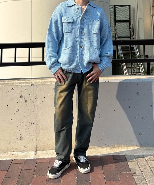 Bling Leads（ブリングリーズ）の「【RS】【Bling leads】カバーオールニット（ニット/セーター・メンズ・ブラック/サックスブルー・LARGE/MEDIUM）」の8枚目の写真