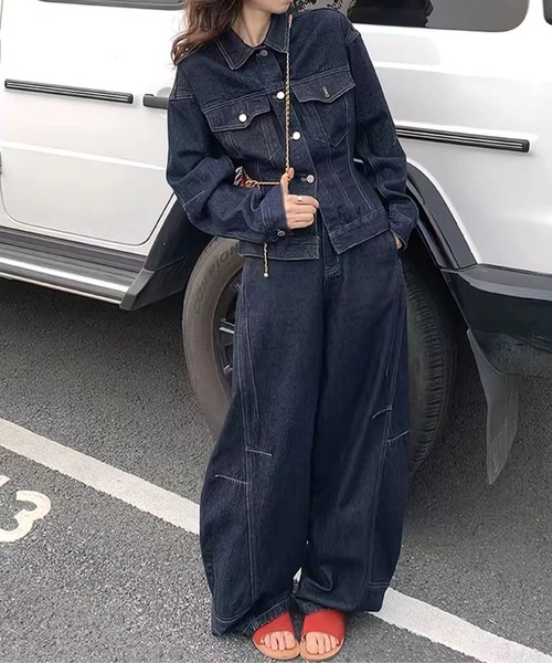 Subculture ダークブルー デニムジャケット・パンツセット Subculture ダークブルー デニムジャケット・パンツセット Subculture