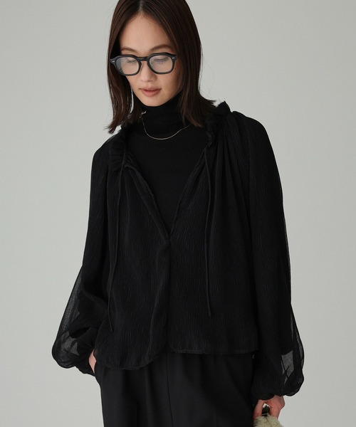 BABYLONE（バビロン）の「2WAY楊柳ブラウス（シャツ/ブラウス・レディース・ブラック/ピンク/ライトベージュ・フリー）」の2枚目の写真