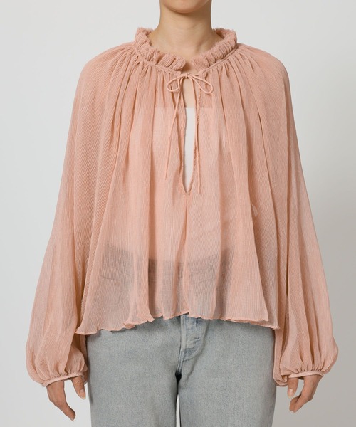 BABYLONE（バビロン）の「2WAY楊柳ブラウス（シャツ/ブラウス・レディース・ブラック/ピンク/ライトベージュ・フリー）」の14枚目の写真