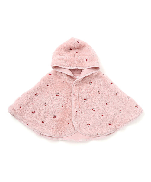 SLAP SLIP BABY(スラップスリップベビー)の「【お揃い】フード付き総柄刺しゅうもこもこボアマントベビー(50~90cm)(その他ベビーウェア・キッズ・オフホワイト/ピンク・FREE)」の1枚目の写真