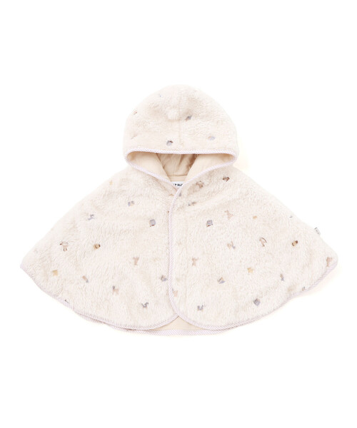 SLAP SLIP BABY(スラップスリップベビー)の「【お揃い】フード付き総柄刺しゅうもこもこボアマントベビー(50~90cm)(その他ベビーウェア・キッズ・オフホワイト/ピンク・FREE)」の4枚目の写真