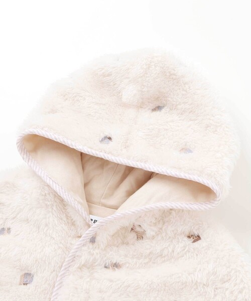 SLAP SLIP BABY(スラップスリップベビー)の「【お揃い】フード付き総柄刺しゅうもこもこボアマントベビー(50~90cm)(その他ベビーウェア・キッズ・オフホワイト/ピンク・FREE)」の6枚目の写真