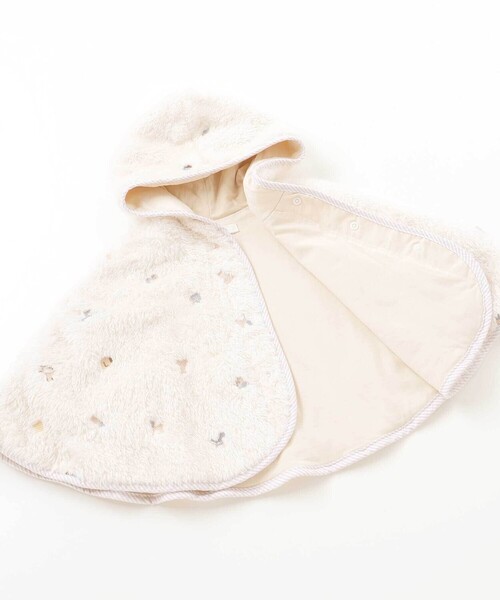SLAP SLIP BABY(スラップスリップベビー)の「【お揃い】フード付き総柄刺しゅうもこもこボアマントベビー(50~90cm)(その他ベビーウェア・キッズ・オフホワイト/ピンク・FREE)」の8枚目の写真