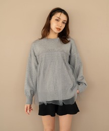 【Nu】チュールドッキングニットトップス