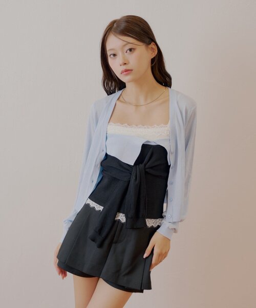 Chico（チコ）の「シアーカーディガン+ねじりシャツドッキングベアセット（カーディガン/ボレロ・レディース・ベージュ/グレー/ブラック・FREE）」の11枚目の写真