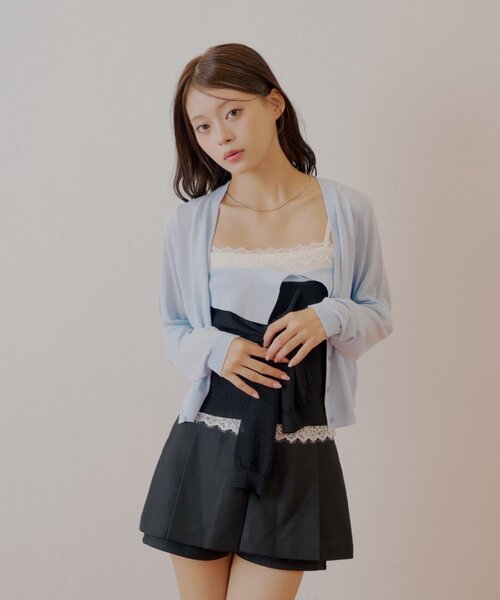 Chico（チコ）の「シアーカーディガン+ねじりシャツドッキングベアセット（カーディガン/ボレロ・レディース・ベージュ/グレー/ブラック・FREE）」の18枚目の写真