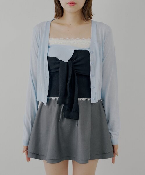 Chico（チコ）の「シアーカーディガン+ねじりシャツドッキングベアセット（カーディガン/ボレロ・レディース・ベージュ/グレー/ブラック・FREE）」の5枚目の写真