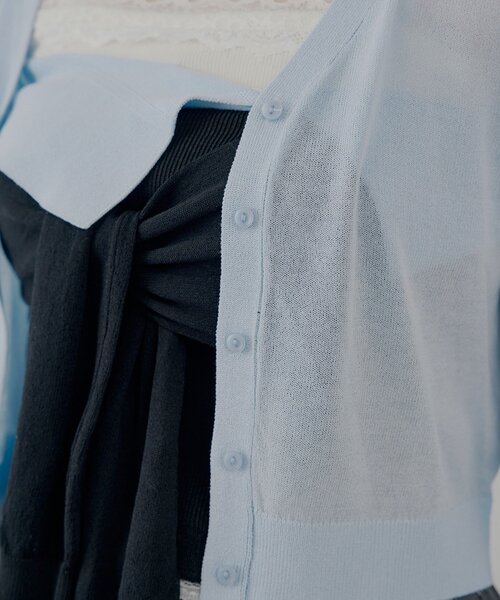 Chico（チコ）の「シアーカーディガン+ねじりシャツドッキングベアセット（カーディガン/ボレロ・レディース・ベージュ/グレー/ブラック・FREE）」の8枚目の写真