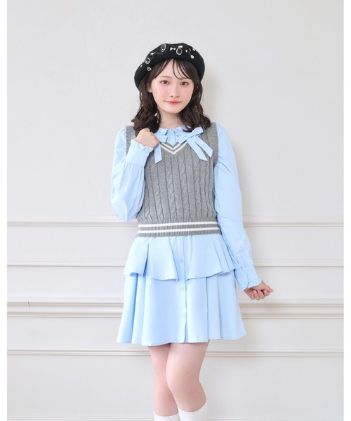 Honey Cinnamon(ハニーシナモン)の「ベストセットシャツワンピース(シャツワンピース・レディース・サックスブルー/ピンク・FREE)」の2枚目の写真