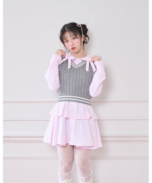 Honey Cinnamon(ハニーシナモン)の「ベストセットシャツワンピース(シャツワンピース・レディース・サックスブルー/ピンク・FREE)」の1枚目の写真