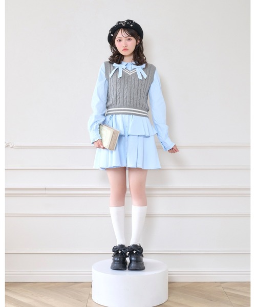 Honey Cinnamon(ハニーシナモン)の「ベストセットシャツワンピース(シャツワンピース・レディース・サックスブルー/ピンク・FREE)」の5枚目の写真