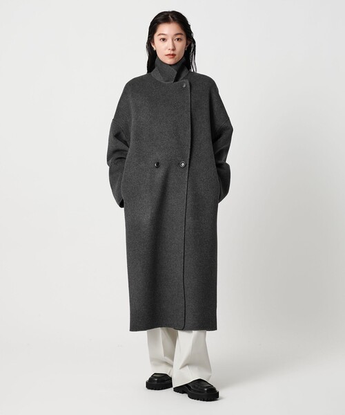 UNITED ARROWS ノーカラーリバーコート　36 ブラックダークグレー UNITED ARROWS ノーカラーリバーコート 36 ブラックダークグレー