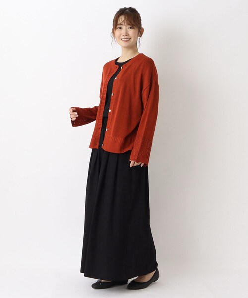 one'sterrace(ワンズテラス)の「袖透かし 柄編みカーディガン(カーディガン/ボレロ・レディース・オレンジ系その他5/ブラック系8/ベージュ系8/イエロー系8・02)」の20枚目の写真