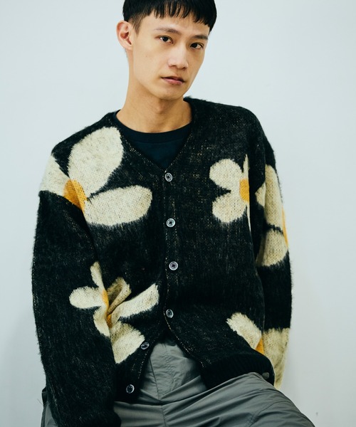 TOWN CRAFT】 タウンクラフト モヘアタッチ アクリルカーディガン