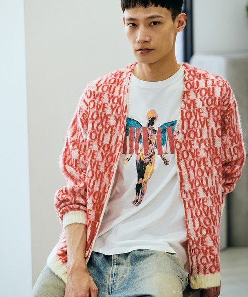 極上　80s - vintage モヘアカーディガン　シャギー　オレンジ　3D 極上 80s - vintage モヘアカーディガン シャギー オレンジ 3D