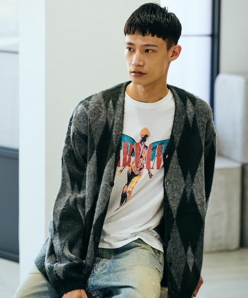 TOWNCRAFT（タウンクラフト）の「TOWNCRAFT / タウンクラフト SHAGGY VINTAGE PATTERN CARDIGAN レオパード アーガイル デイジー シャギー カーディガン モヘアタッチ（カーディガン/ボレロ・メンズ・その他1/グレー/グレー系その他/オリーブ/その他2/カーキ・X-SMALL/SMALL/MEDIUM/LARGE）」の14枚目の写真