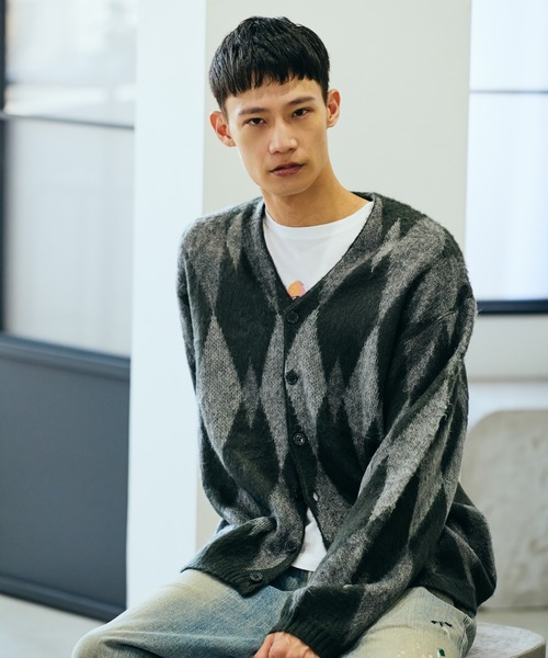 TOWNCRAFT（タウンクラフト）の「TOWNCRAFT / タウンクラフト SHAGGY VINTAGE PATTERN CARDIGAN レオパード アーガイル デイジー シャギー カーディガン モヘアタッチ（カーディガン/ボレロ・メンズ・その他1/グレー/グレー系その他/オリーブ/その他2/カーキ・X-SMALL/SMALL/MEDIUM/LARGE）」の17枚目の写真