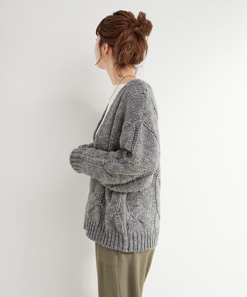 セール】手洗い可 / Vネックビックケーブルニット（ニット/セーター