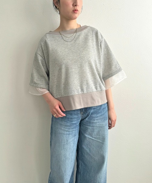 LHELBIE（レルビエ）の「ジップアップ2WAY裏毛トップス（その他トップス・レディース・ブラック/アイボリー/グレー・M）」の14枚目の写真