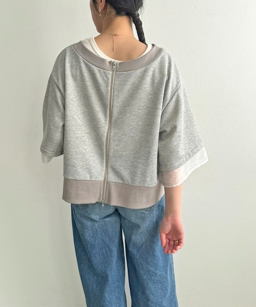 LHELBIE（レルビエ）の「ジップアップ2WAY裏毛トップス（その他トップス・レディース・ブラック/アイボリー/グレー・M）」の15枚目の写真