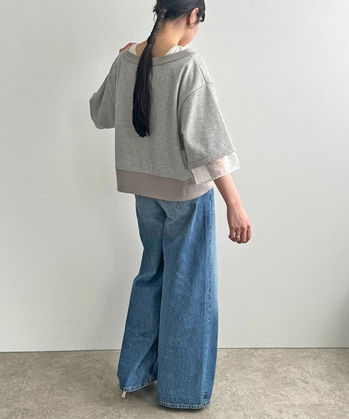 LHELBIE（レルビエ）の「ジップアップ2WAY裏毛トップス（その他トップス・レディース・ブラック/アイボリー/グレー・M）」の7枚目の写真