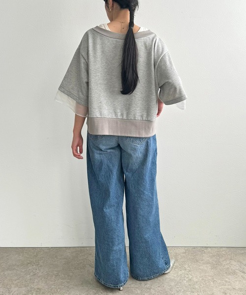 LHELBIE（レルビエ）の「ジップアップ2WAY裏毛トップス（その他トップス・レディース・ブラック/アイボリー/グレー・M）」の8枚目の写真