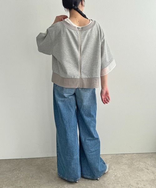 LHELBIE（レルビエ）の「ジップアップ2WAY裏毛トップス（その他トップス・レディース・ブラック/アイボリー/グレー・M）」の12枚目の写真