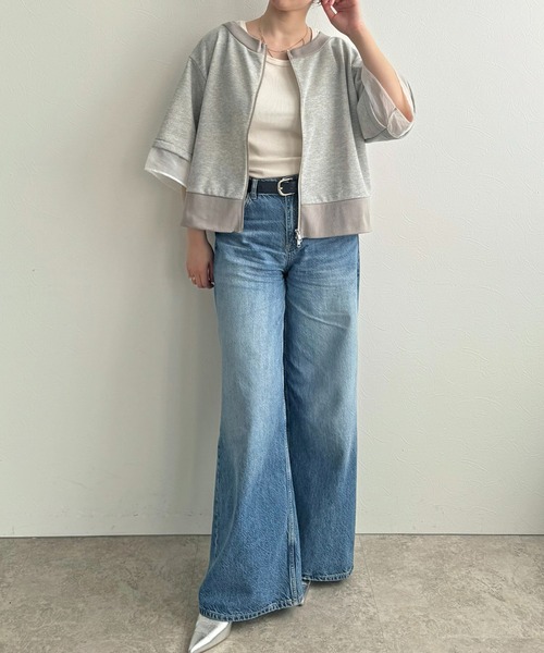 LHELBIE（レルビエ）の「ジップアップ2WAY裏毛トップス（その他トップス・レディース・ブラック/アイボリー/グレー・M）」の19枚目の写真