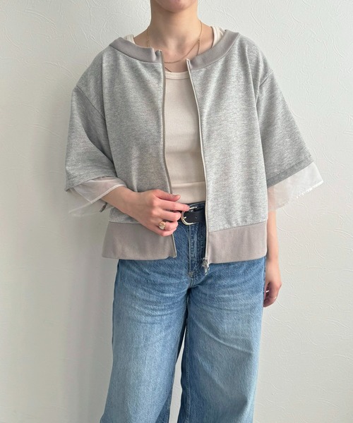 LHELBIE（レルビエ）の「ジップアップ2WAY裏毛トップス（その他トップス・レディース・ブラック/アイボリー/グレー・M）」の21枚目の写真