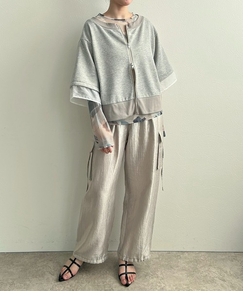 LHELBIE（レルビエ）の「ジップアップ2WAY裏毛トップス（その他トップス・レディース・ブラック/アイボリー/グレー・M）」の22枚目の写真