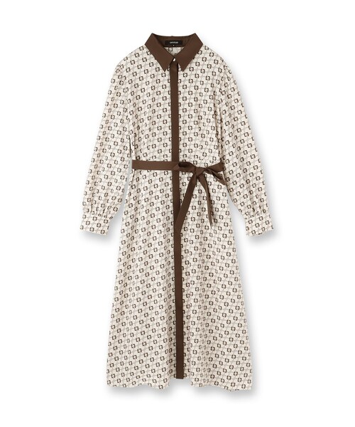 セール】【ウエストリボン/前開きボタン/レトロモダン】チェーン柄