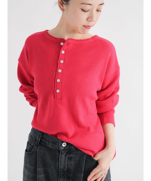 sm2rhythm(サマンサモスモスリズム)の「前後2wayヘンリーネックプルオーバー(Tシャツ/カットソー・レディース・レッド/キナリ/ブラック・F)」の4枚目の写真